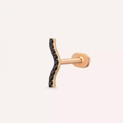 Noir Siyah Pırlanta Taşlı Rose Altın Piercing
