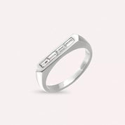 Cross Baget Kesim Pırlanta Taşlı Beyaz Altın Yüzük