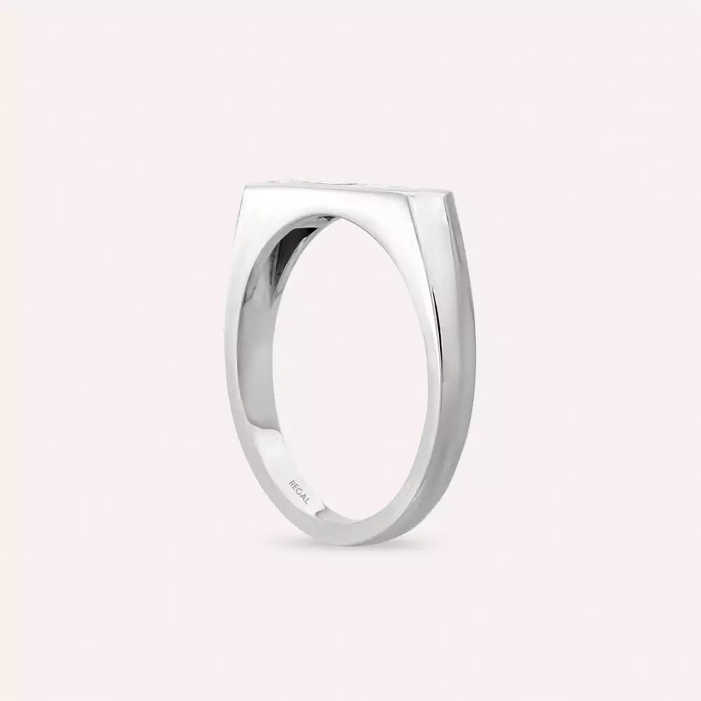 Cross Baget Kesim Pırlanta Taşlı Beyaz Altın Yüzük