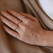 Cross Baget Kesim Pırlanta Taşlı Rose Altın Yüzük