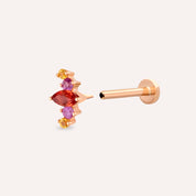 Crown Multicolor Safir Taşlı Rose Altın Piercing