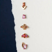 Crown Multicolor Safir Taşlı Rose Altın Piercing