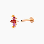 Crown Multicolor Safir Taşlı Rose Altın Piercing