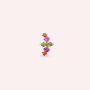 Crown Multicolor Safir Taşlı Rose Altın Tek Küpe