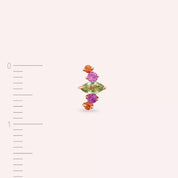 Crown Multicolor Safir Taşlı Rose Altın Tek Küpe