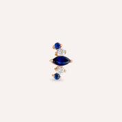 Crown Safir ve Pırlanta Taşlı Rose Altın Piercing