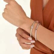 Quadro Pırlanta Taşlı Beyaz Altın Bilezik