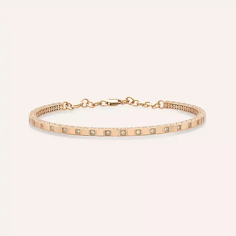 Quadro Pırlanta Taşlı Rose Altın Bilezik