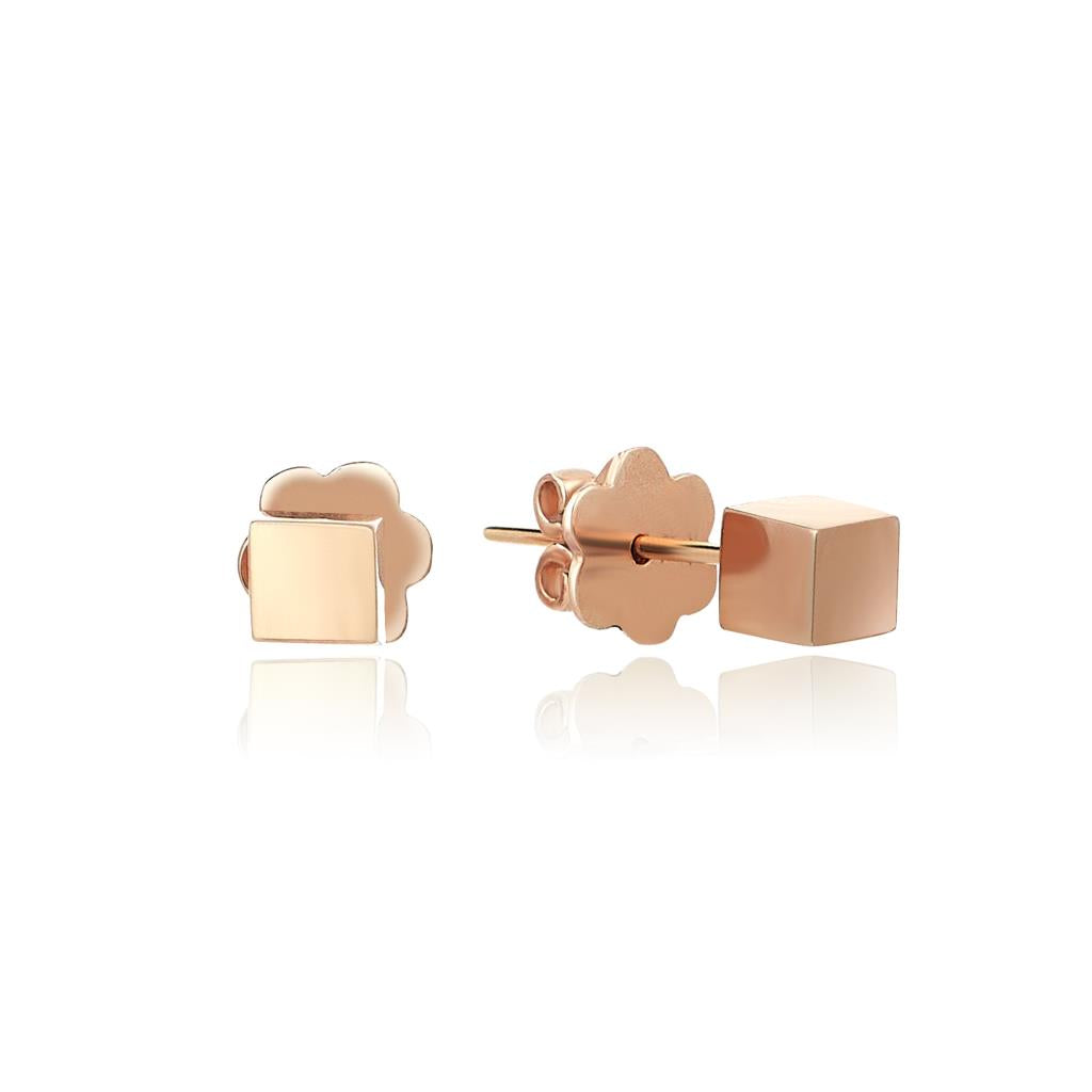 Gravity Pin Cube Gold Earrings