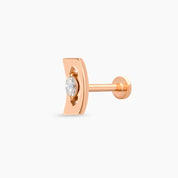 Curve Markiz Kesim Pırlanta Taşlı Rose Altın Piercing