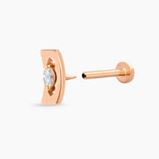 Curve Markiz Kesim Pırlanta Taşlı Rose Altın Piercing