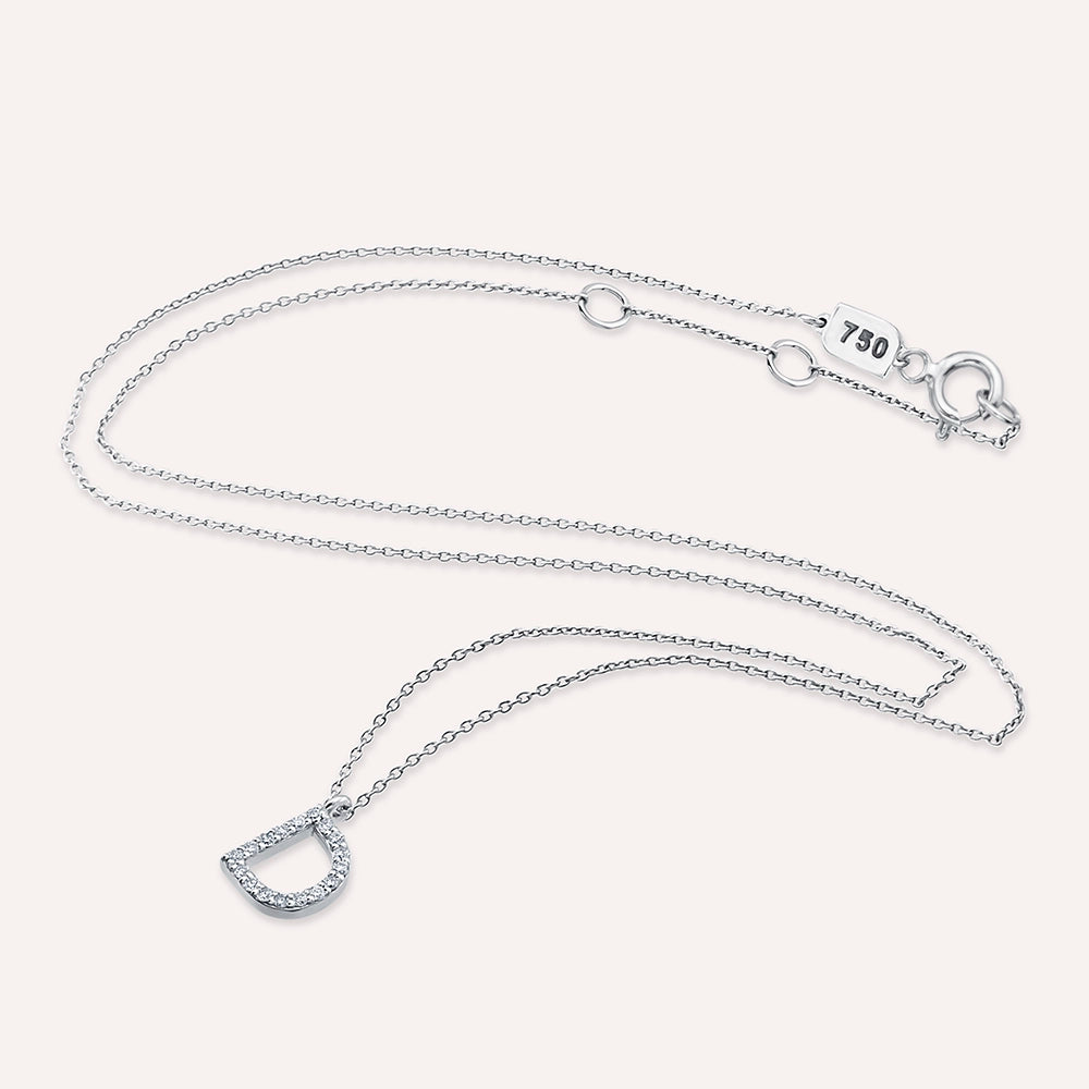 D Harf 0.11 CT Pırlanta Taşlı Beyaz Altın Kolye