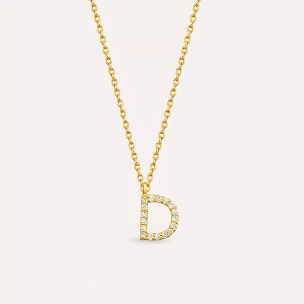 D Harf 0.09 CT Pırlanta Taşlı Rose Altın Kolye