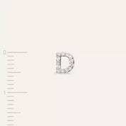 D Harf Pırlanta Taşlı Beyaz Altın Tek Küpe