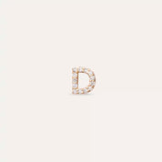 D Harf Pırlanta Taşlı Rose Altın Tek Küpe