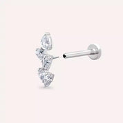 Dainty Pırlanta Taşlı Beyaz Altın Piercing