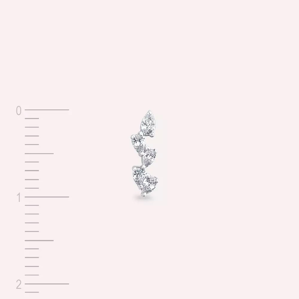 Dainty Pırlanta Taşlı Beyaz Altın Tek Küpe