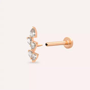 Dainty Pırlanta Taşlı Rose Altın Piercing