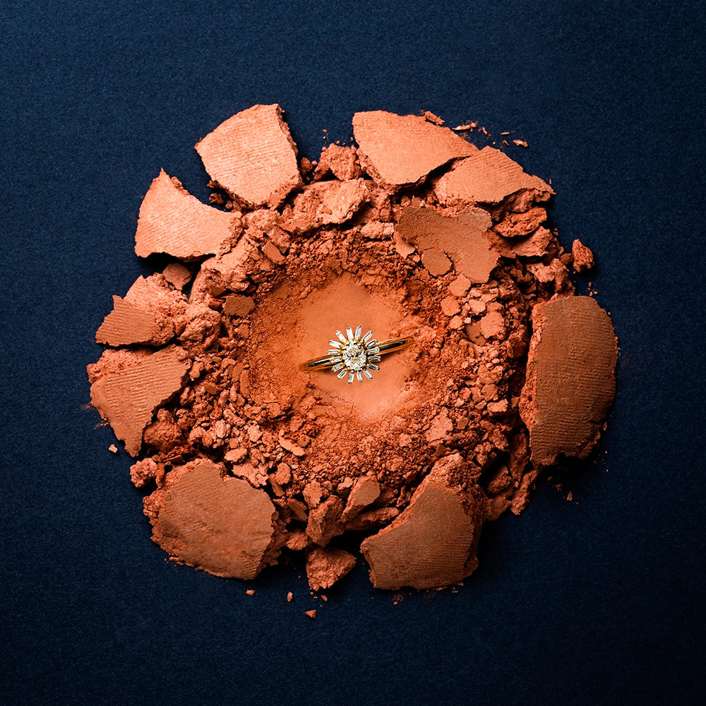 Daisy 0.43 CT Baget Pırlanta Taşlı Sarı Altın Yüzük
