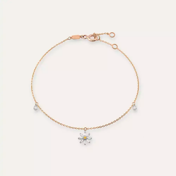 Daisy Orange Safir ve Baget Pırlanta Taşlı Rose Altın Halhal