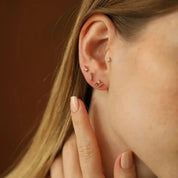Dama Pırlanta Taşlı Rose Altın Piercing