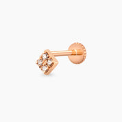 Dama Pırlanta Taşlı Rose Altın Piercing