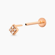 Dama Pırlanta Taşlı Rose Altın Piercing