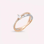 Damla Kesim Pırlanta Taşlı Rose ve Beyaz Altın Yüzük