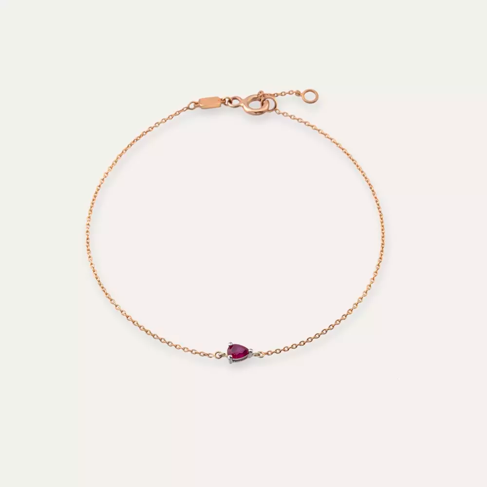 Damla Kesim Yakut Taşlı Rose Altın Bileklik