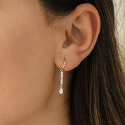 Dash Baget Kesim Pırlanta Taşlı Beyaz Altın Küpe