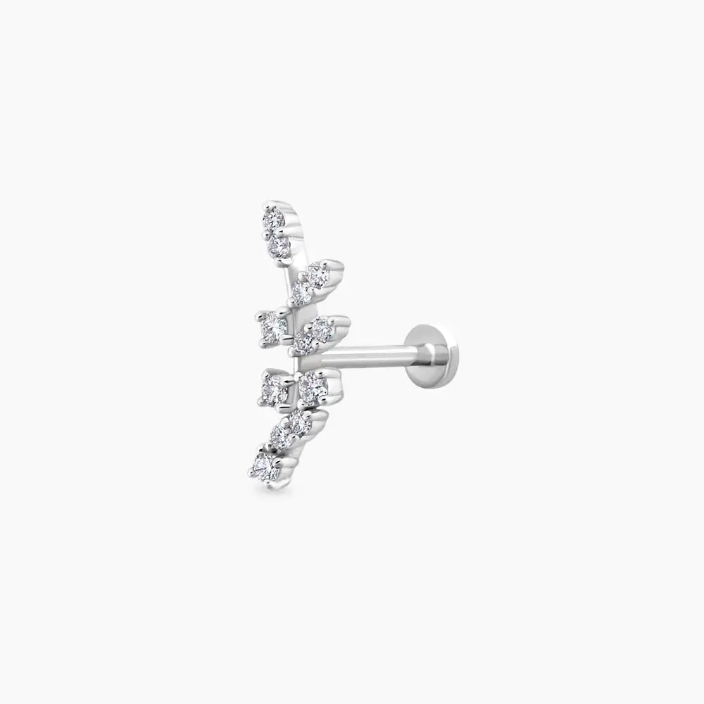 Defne  Pırlanta Taşlı Beyaz Altın Piercing