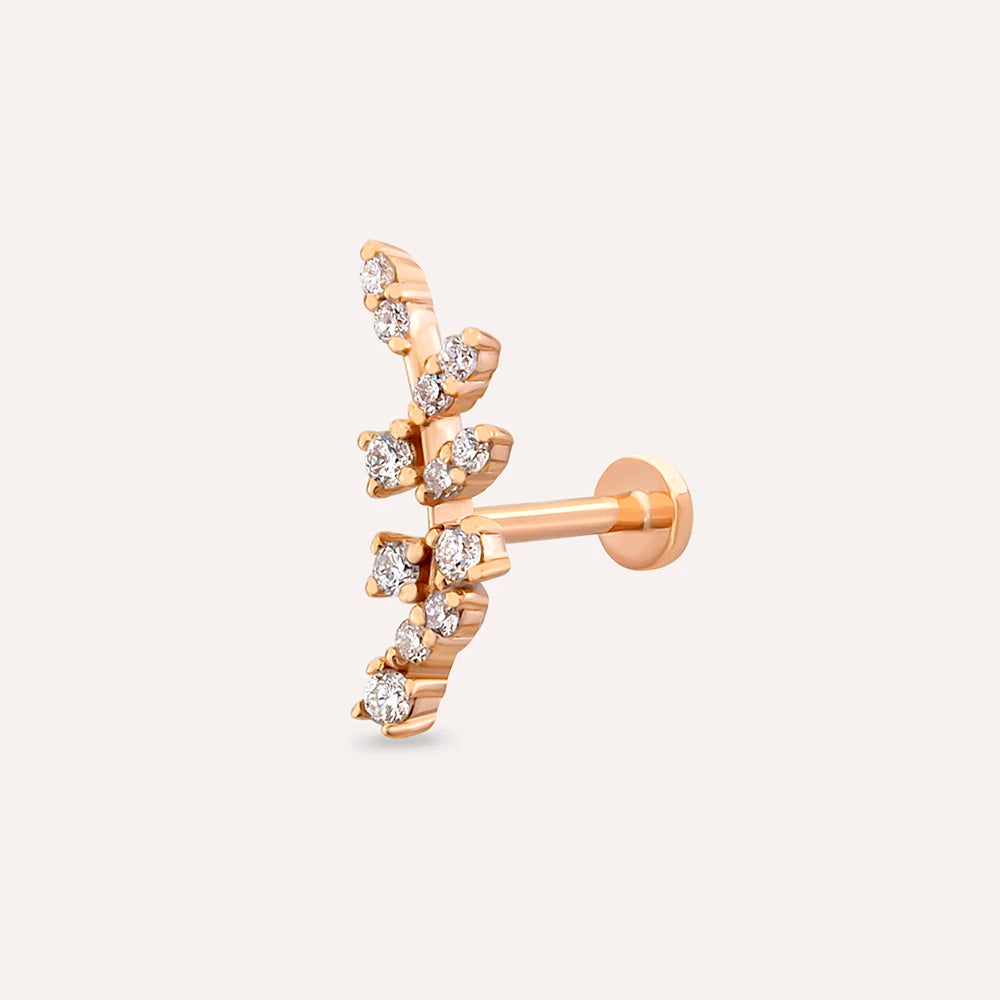 Defne  Pırlanta Taşlı Rose Altın Piercing