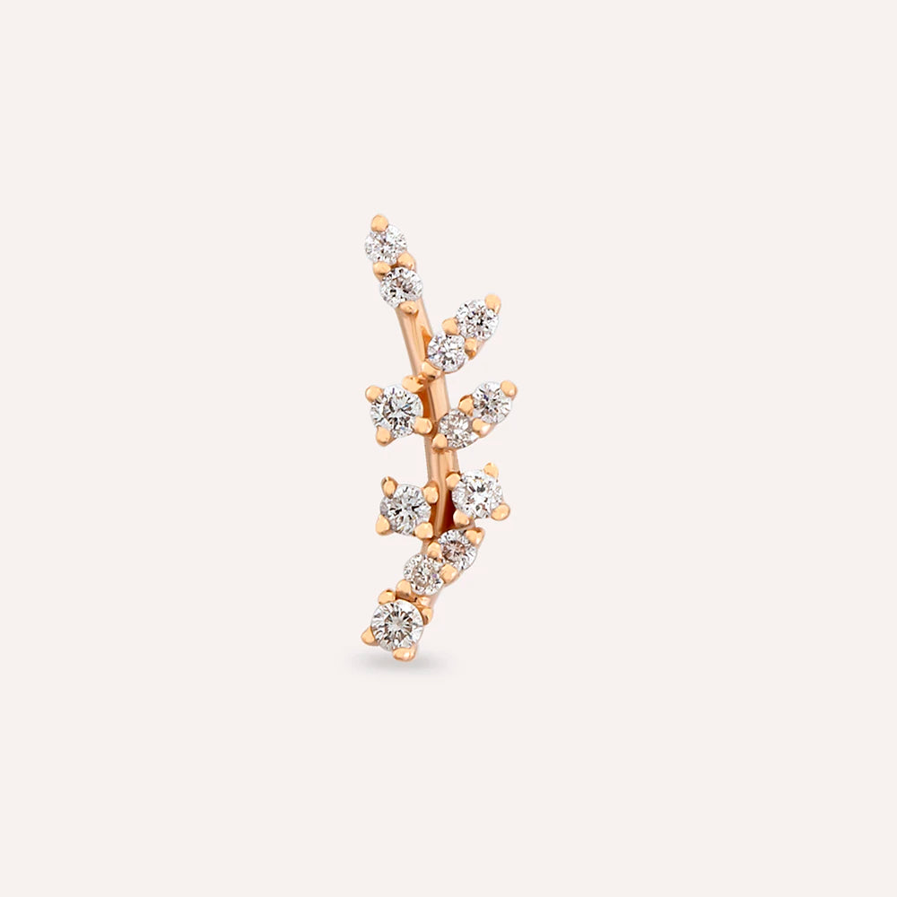 Defne  Pırlanta Taşlı Rose Altın Piercing