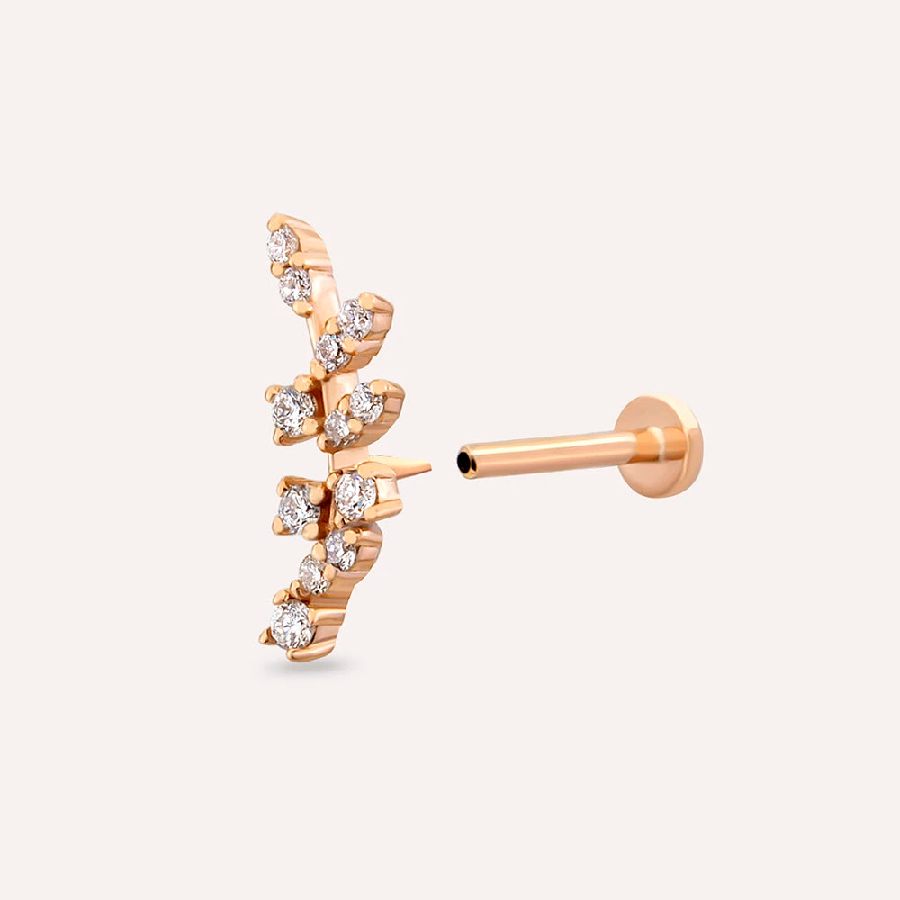Defne  Pırlanta Taşlı Rose Altın Piercing