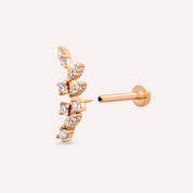 Defne  Pırlanta Taşlı Rose Altın Piercing