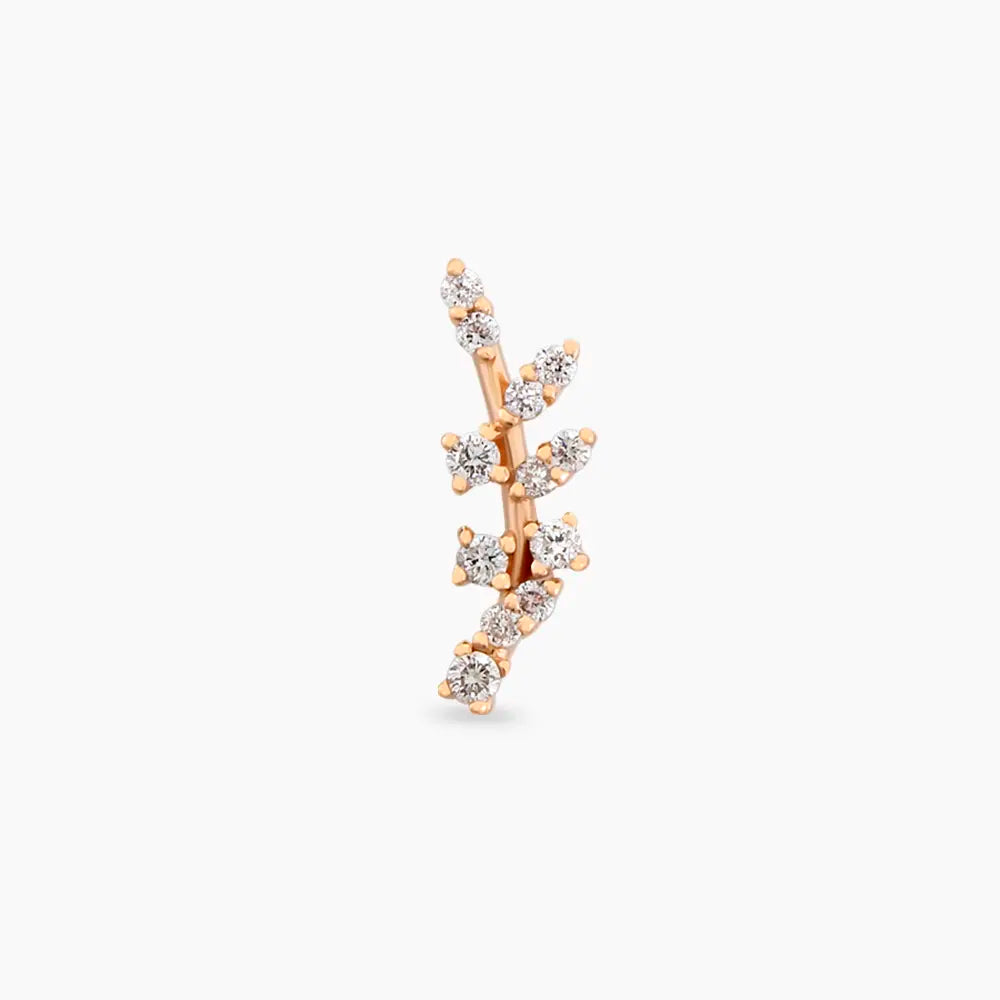 Defne  Pırlanta Taşlı Rose Altın Piercing