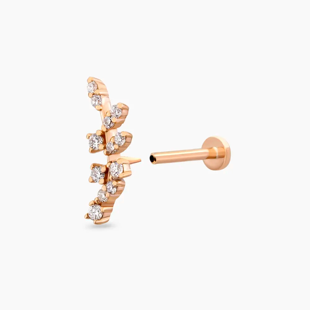 Defne  Pırlanta Taşlı Rose Altın Piercing