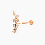 Defne  Pırlanta Taşlı Rose Altın Piercing