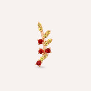 Defne Yellow ve Red Safir Taşlı Rose Altın Piercing