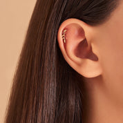 Defne Yellow ve Red Safir Taşlı Rose Altın Piercing
