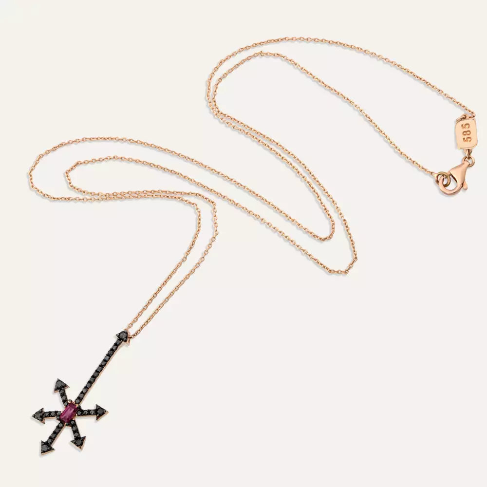 Denebola Siyah Pırlanta ve Yakut Taşlı Kolye