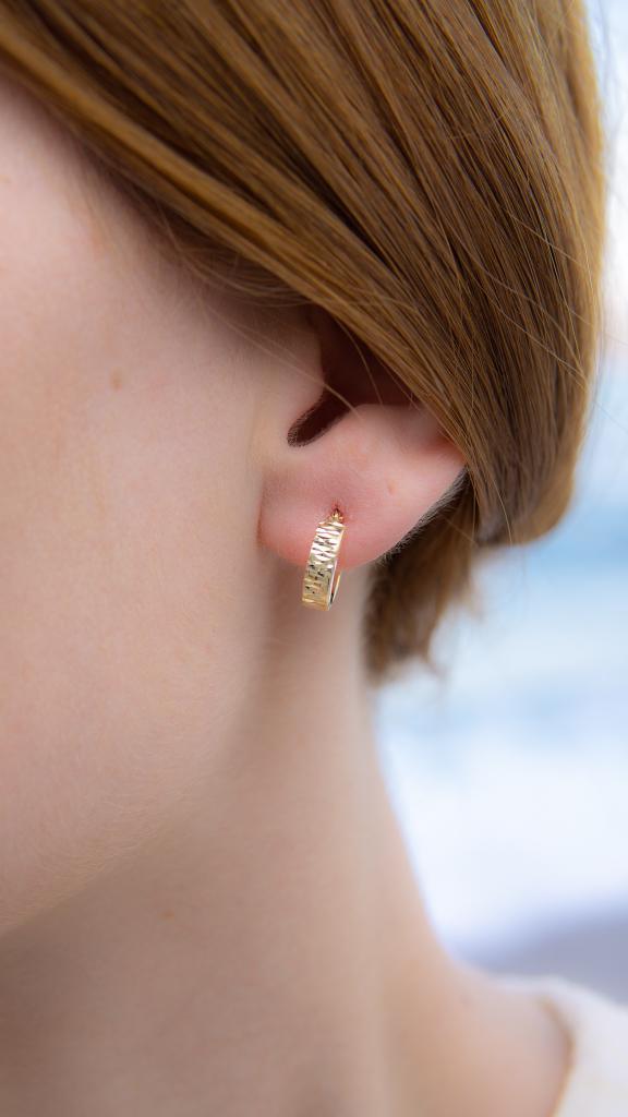 Patterned Ring Earrings 1.3 Cm Diameter