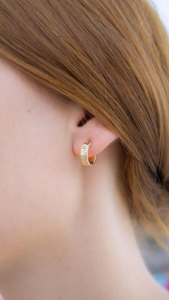 Patterned Ring Earrings 1.3 Cm Diameter