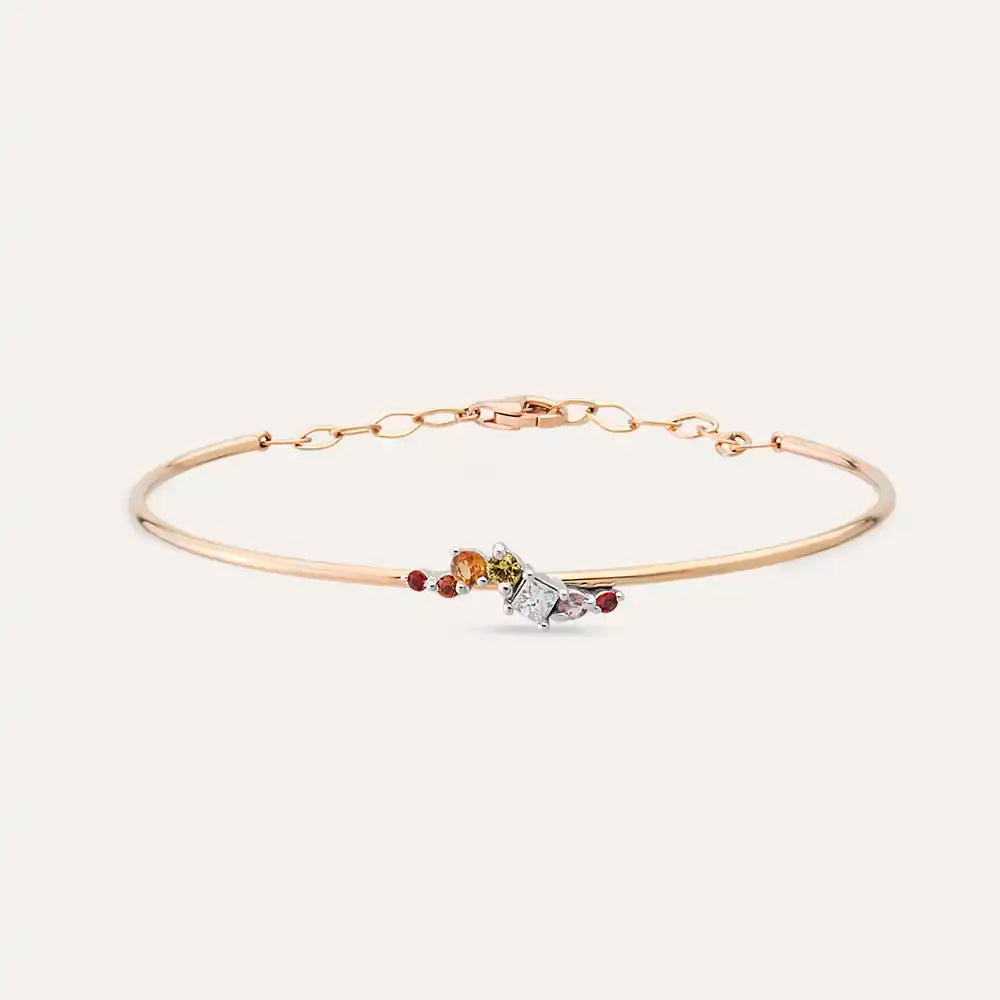Devia Multicolor Safir ve Pırlanta Taşlı Rose Altın Bileklik