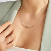 Violet Multicolor Safir ve Pırlanta Taşlı Rose Altın Kolye