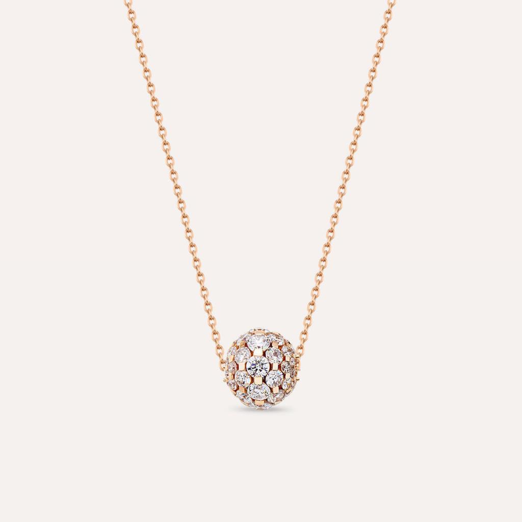 Disco 2.63 CT Pırlanta Taşlı Rose Altın Top Kolye