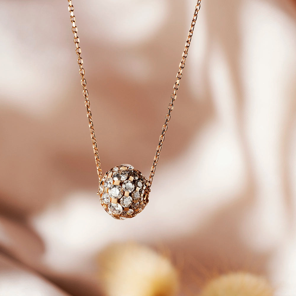 Disco 2.63 CT Pırlanta Taşlı Rose Altın Top Kolye
