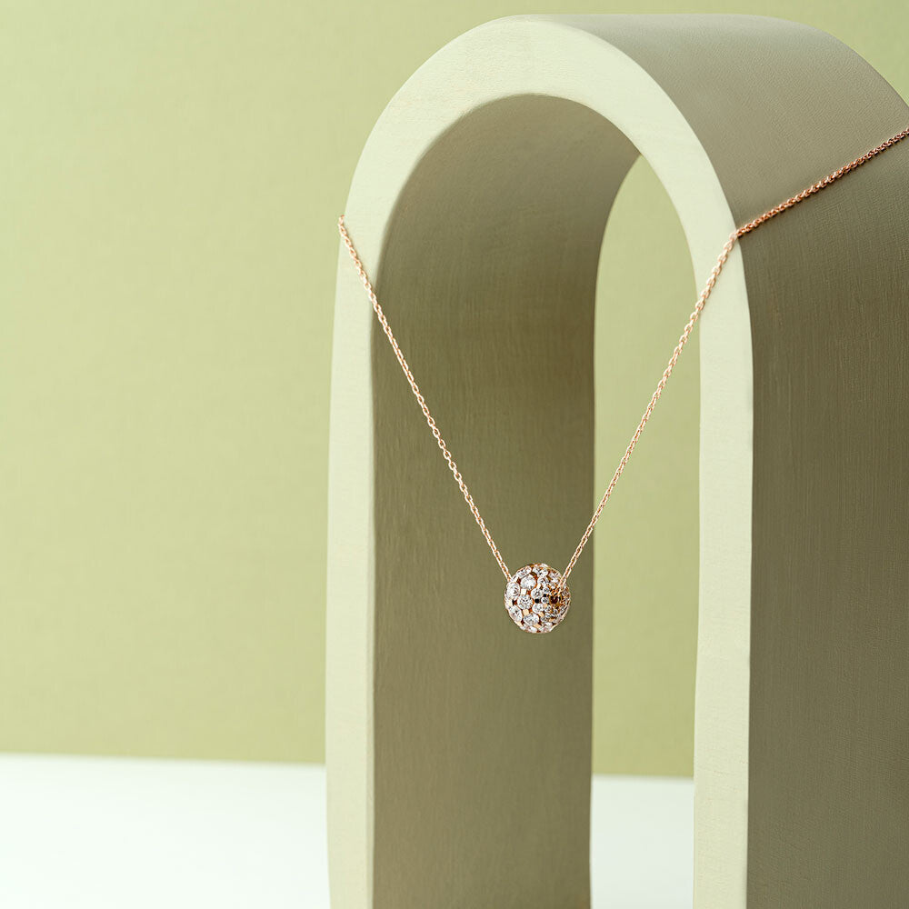 Disco 2.63 CT Pırlanta Taşlı Rose Altın Top Kolye