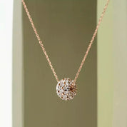 Disco Pırlanta Taşlı Rose Altın Top Kolye