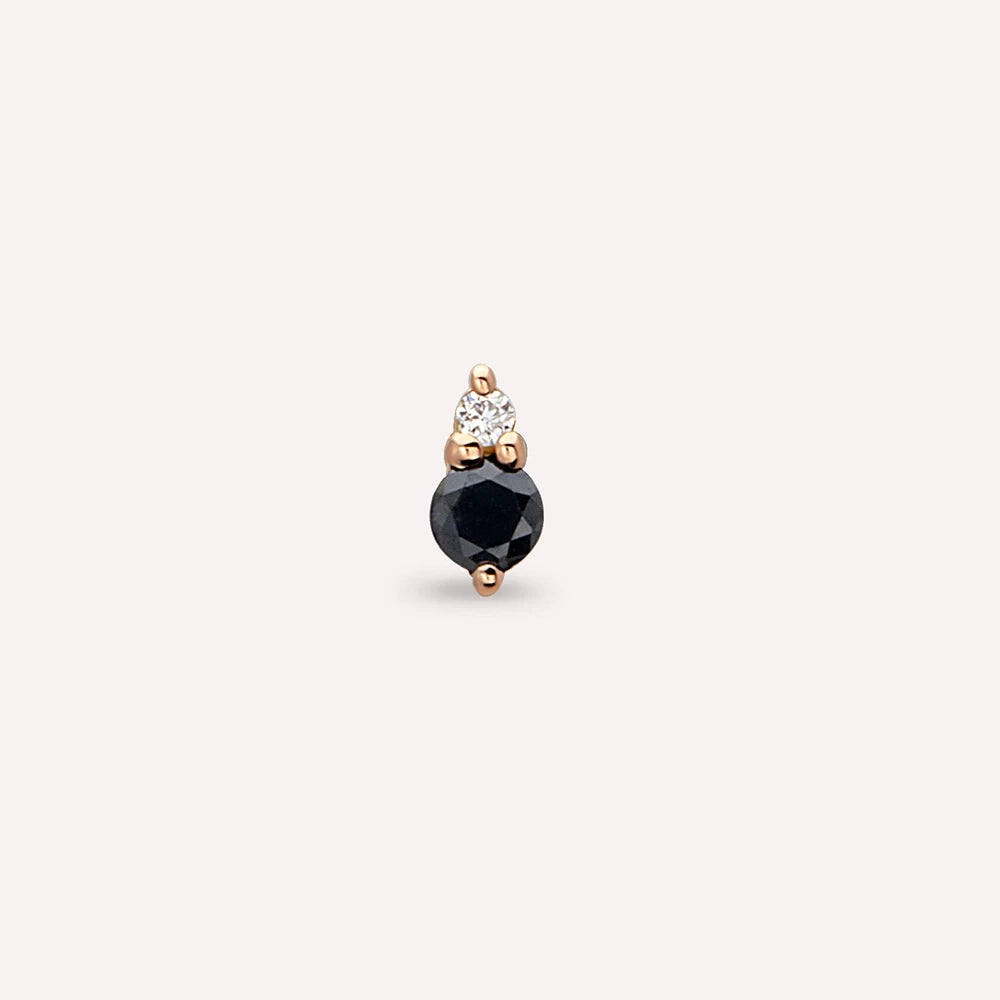Dots Siyah Pırlanta Taşlı Rose Altın Piercing